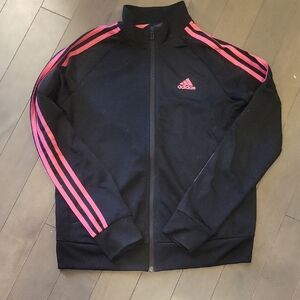 Adidas Black Jacket with Pink Stripes
